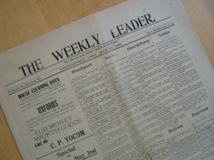 The Weekly Leader newspaper from 1908, published in Chesterhill, OH